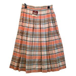 Woolrich Vintage Plaid Pleated Midi Skirt Size  12 Academia Preppy Schoolgirl Ne
